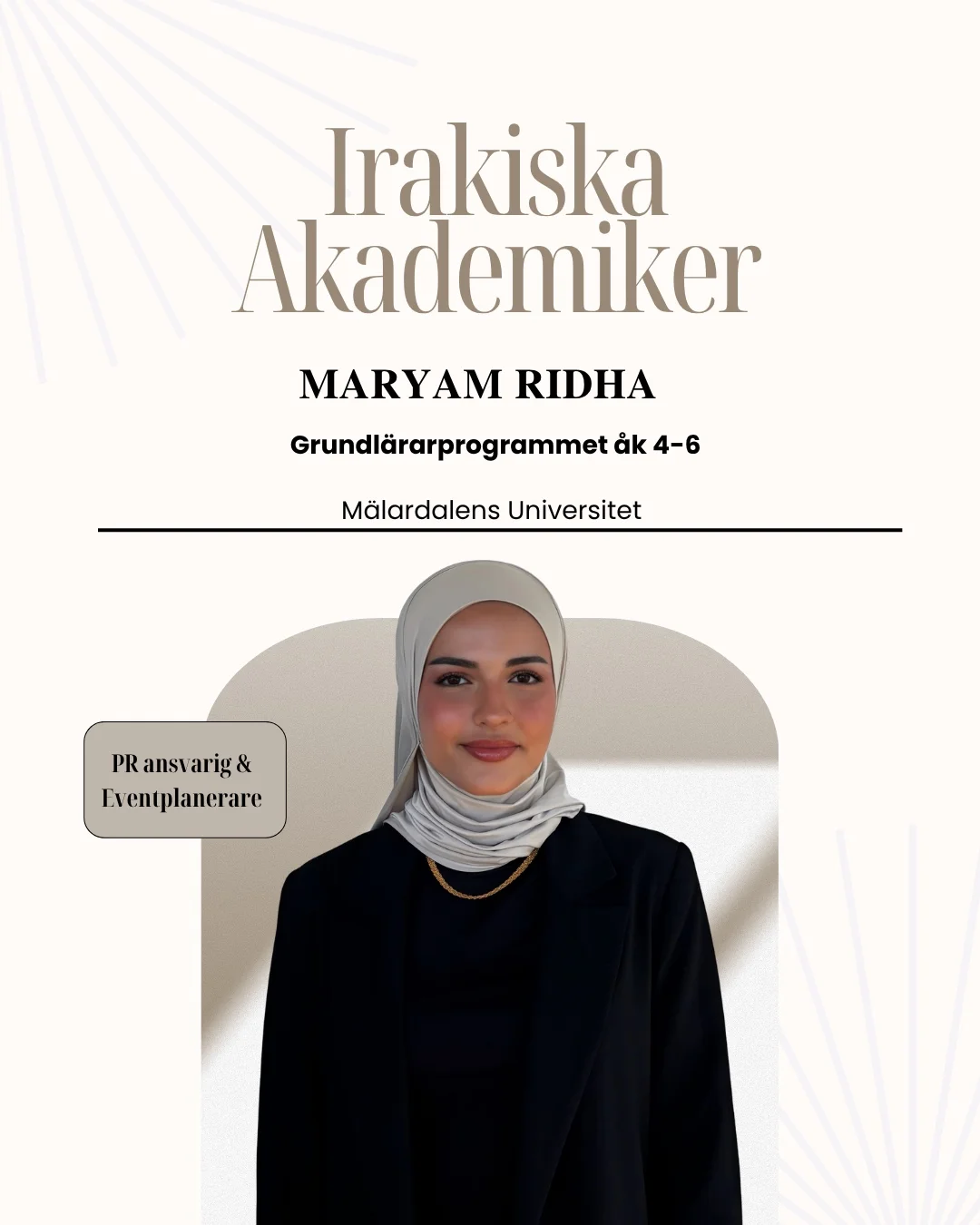 Maryam Ridha, eventplanerare i Irakiska Akademiker