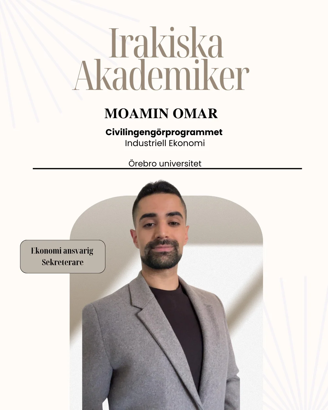 Moamin Omar, ekonomiansvarig i Irakiska Akademiker