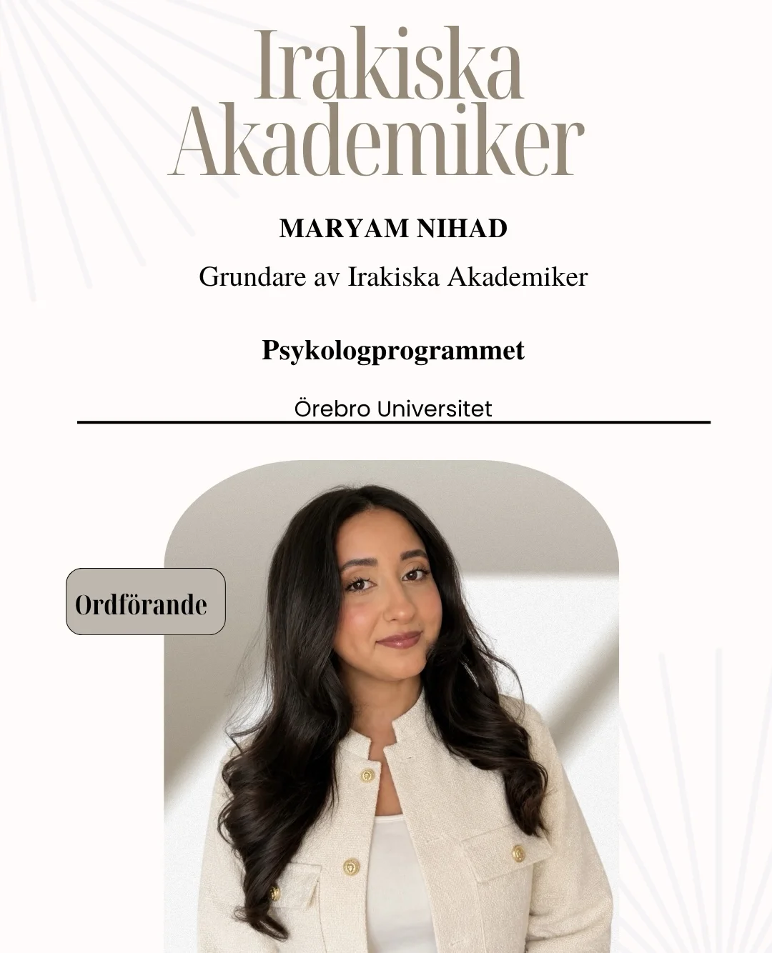 Maryam Nihad, ordförande och grundare av Irakiska Akademiker
