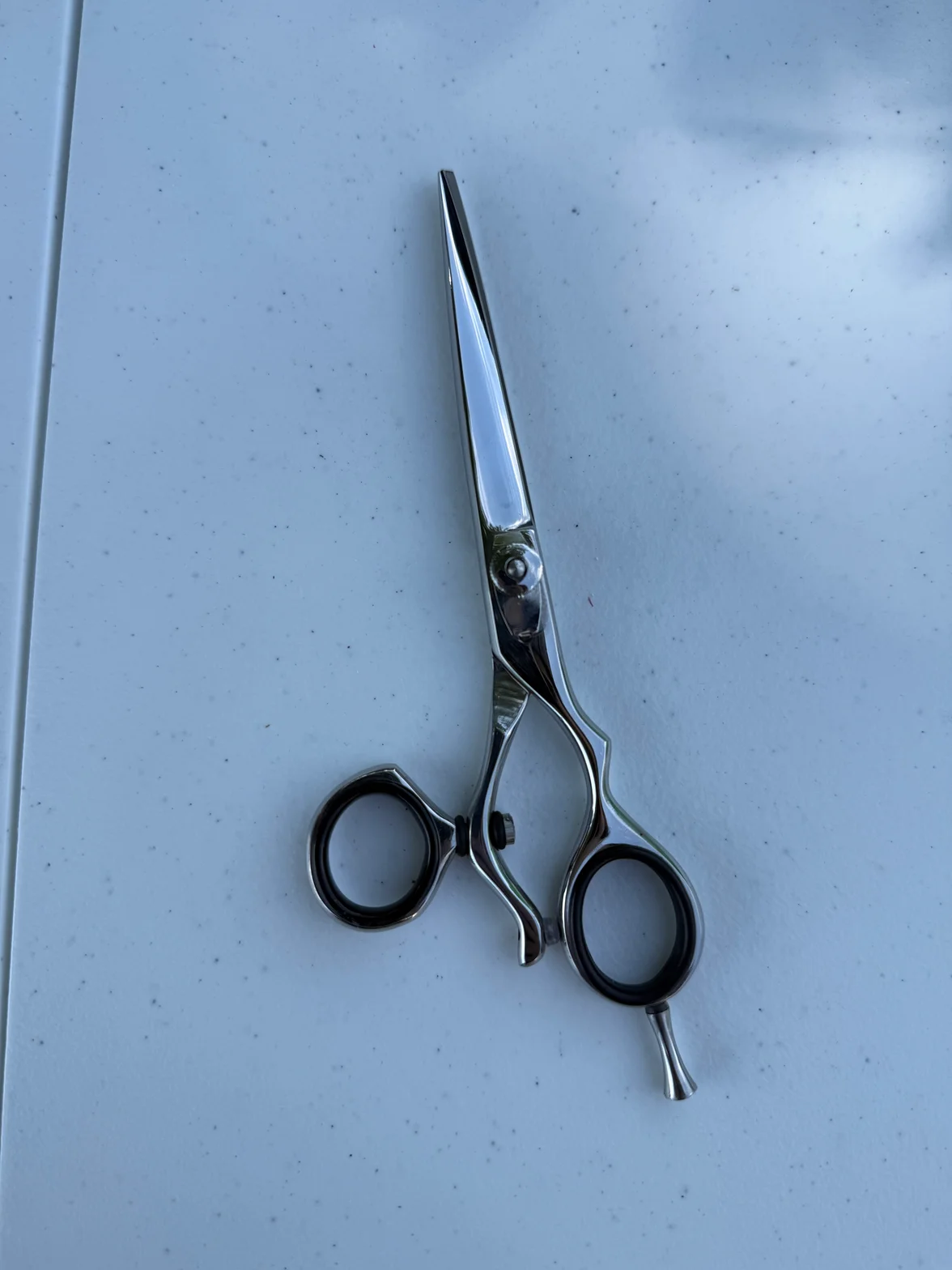 Professional hair-cutting scissors crafted with Japanese steel and balanced pivot